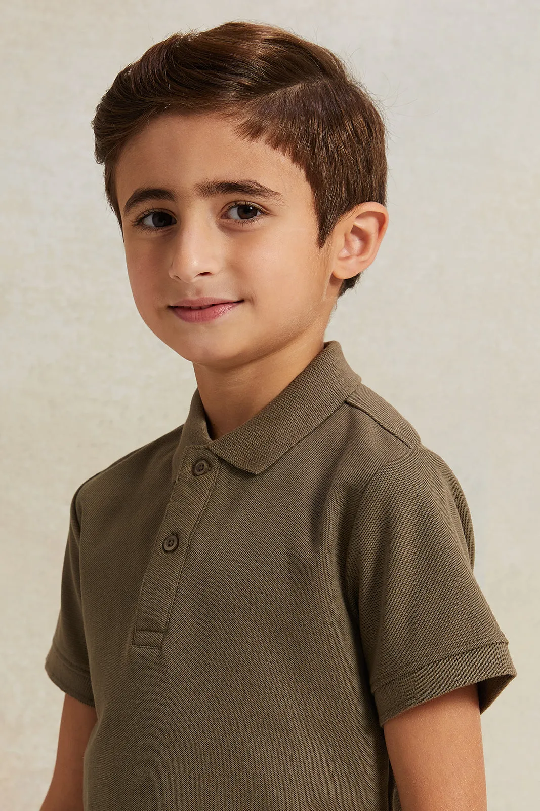 Boys Olive Basic Polo Shirt sold by Redtag product image thumbnail 4
