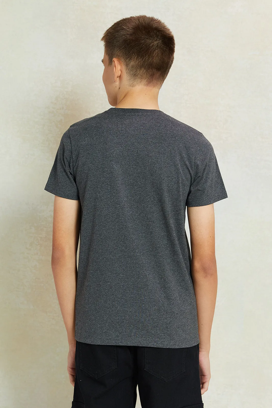 Senior Boys Charcoal Graphic T-Shirt sold by Redtag product image thumbnail 3