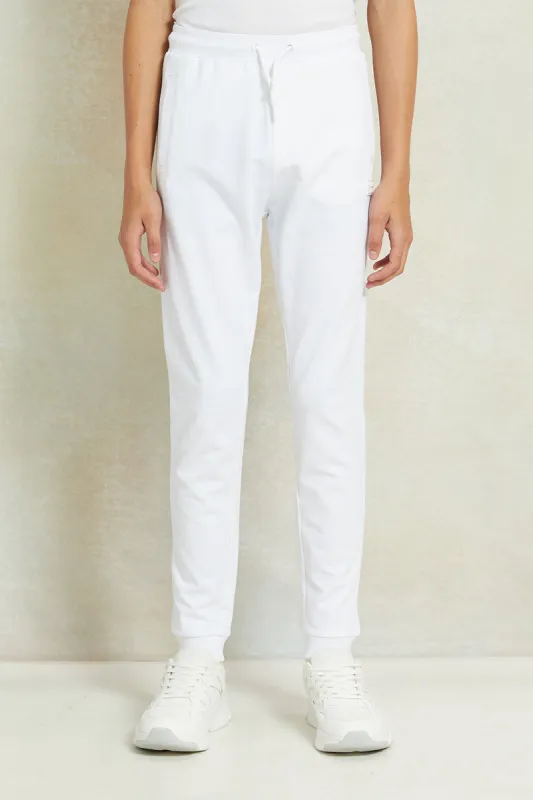 Senior Boys White Basic Active Pants sold by Redtag