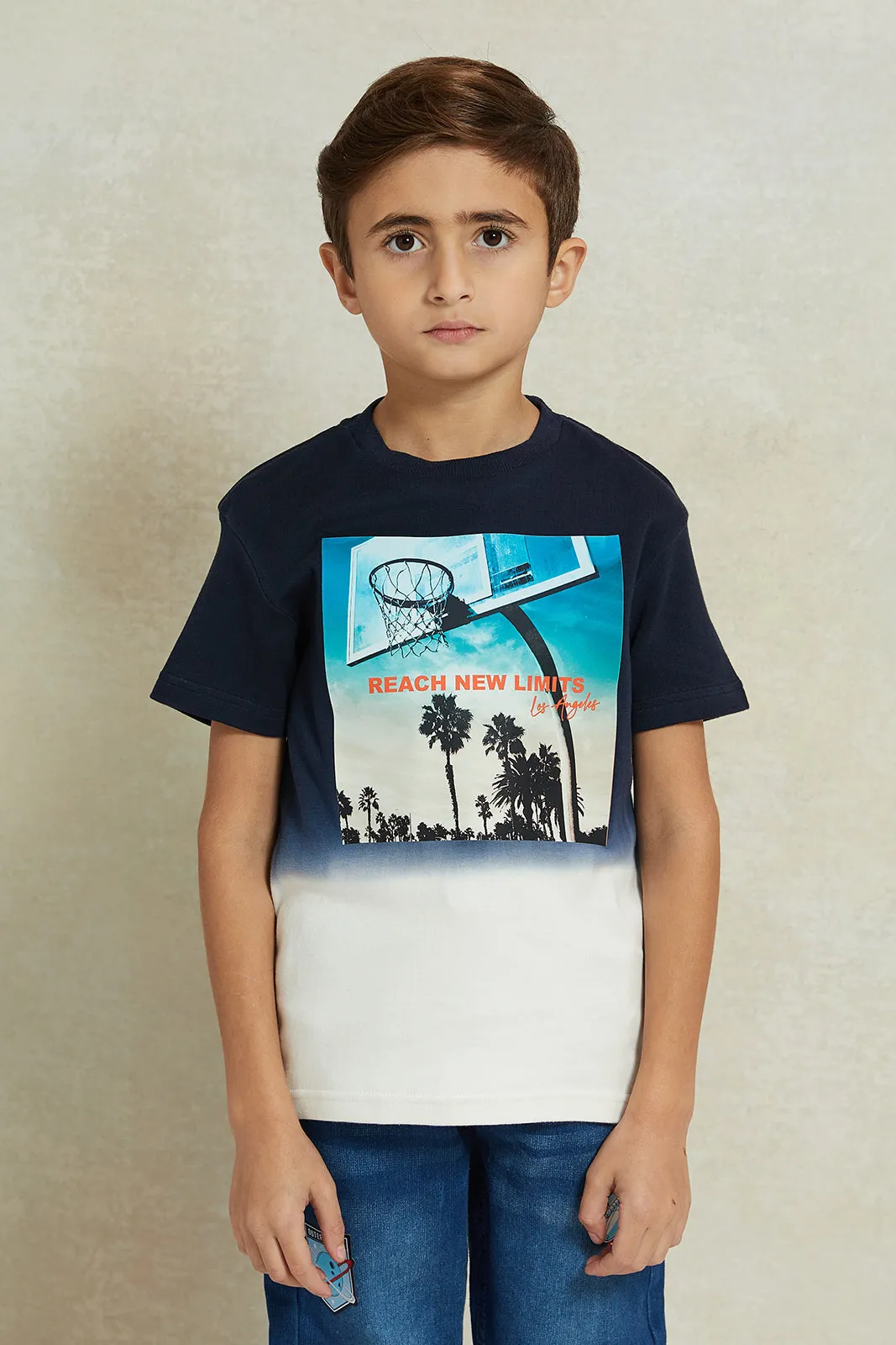 Boys Navy Tie And Dye Printed T-Shirt sold by Redtag