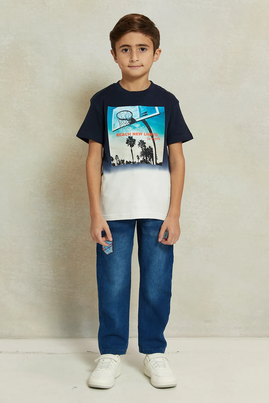 Boys Navy Tie And Dye Printed T-Shirt sold by Redtag product image thumbnail 2