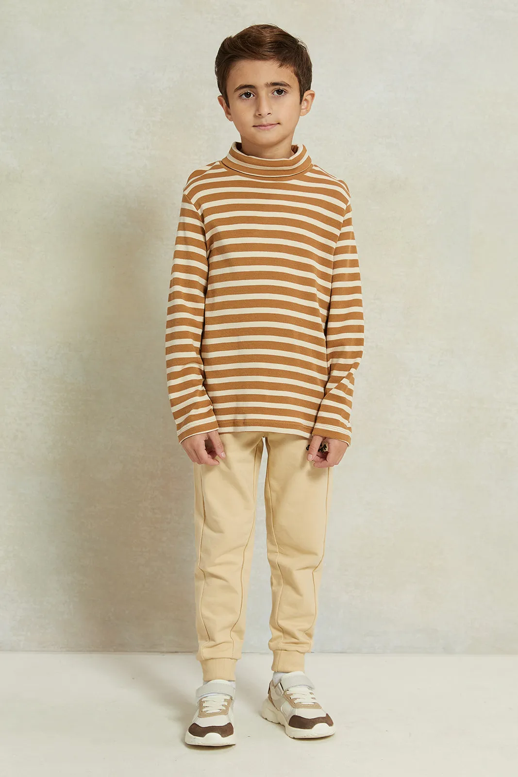 Boys Mustard And White Striped T-Shirt sold by Redtag product image thumbnail 2