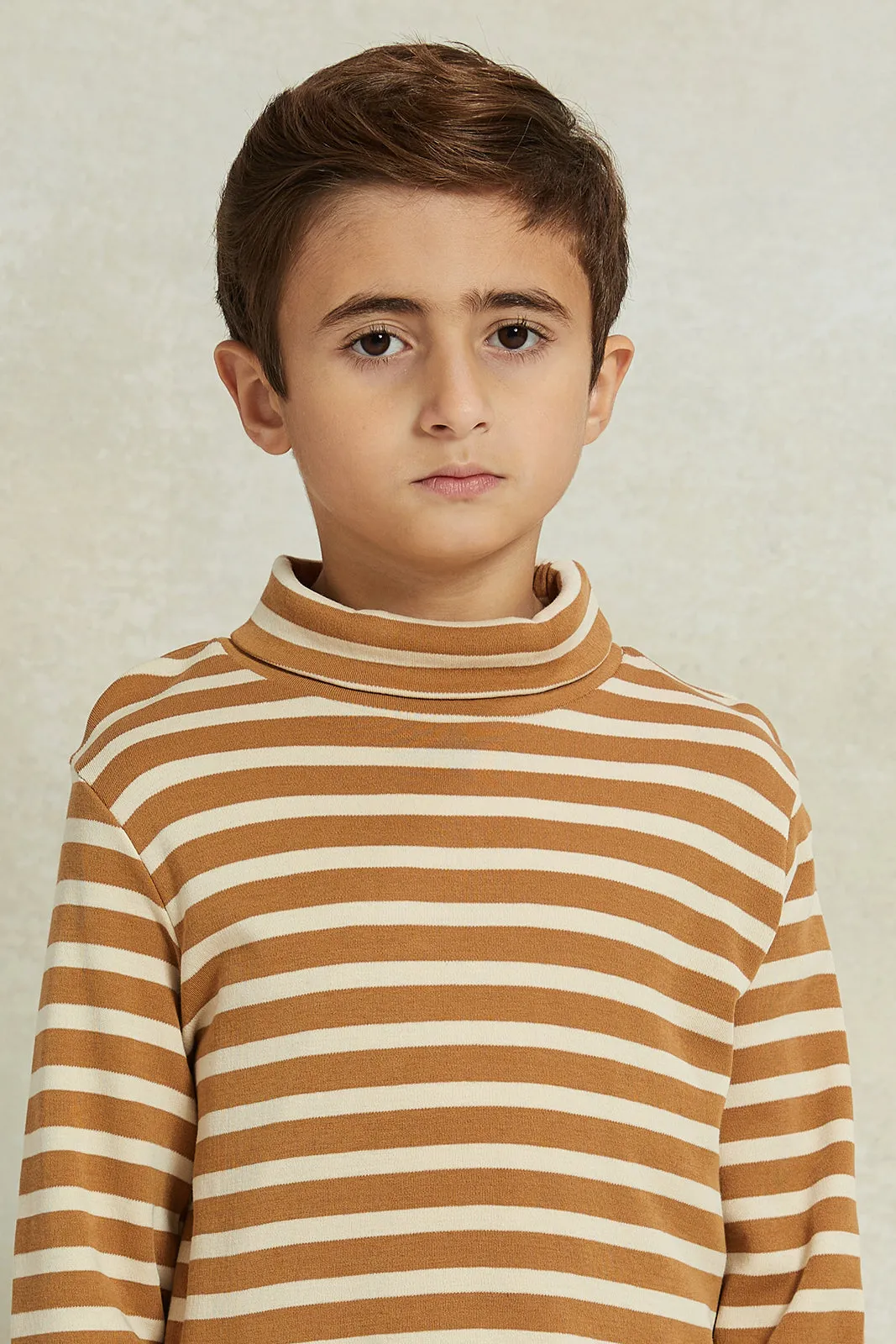 Boys Mustard And White Striped T-Shirt sold by Redtag product image thumbnail 4