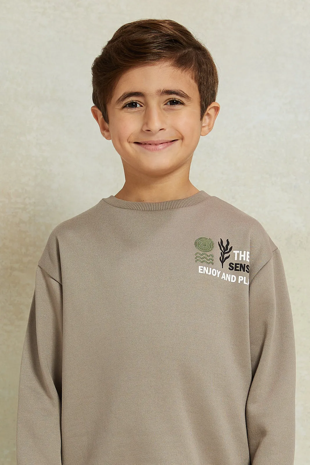 Boys Beige Oversize Embellished Sweatshirt sold by Redtag product image thumbnail 4