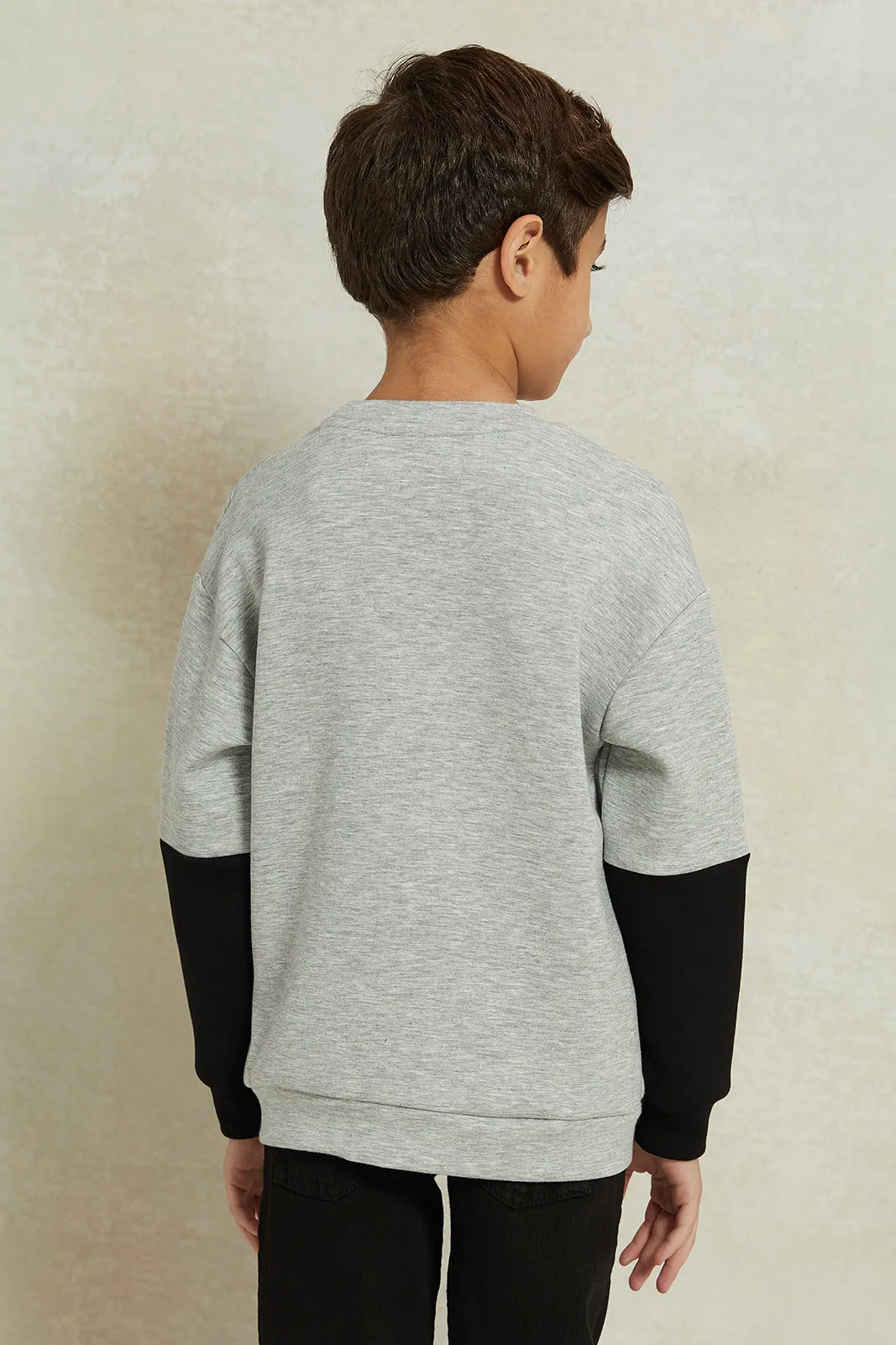 Boys Grey Embellished Zip Pocket Sweatshirt sold by Redtag product image thumbnail 3