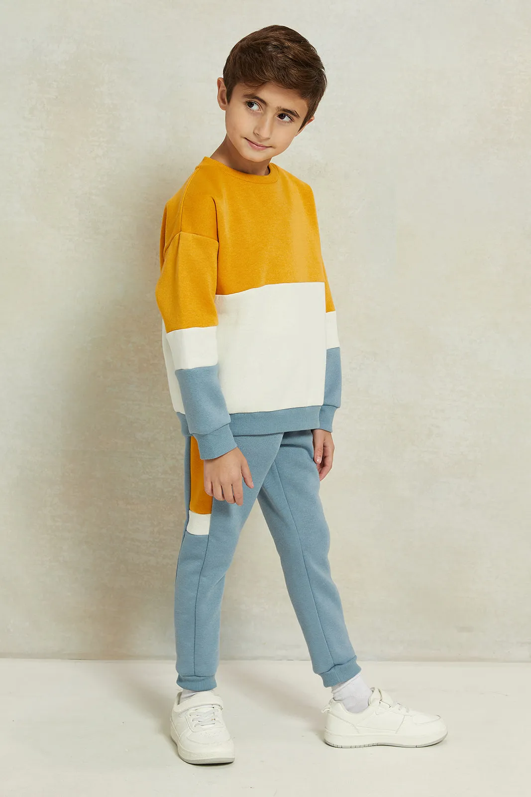 Boys Blue And Mustard Jogger Set (2 Piece) sold by Redtag