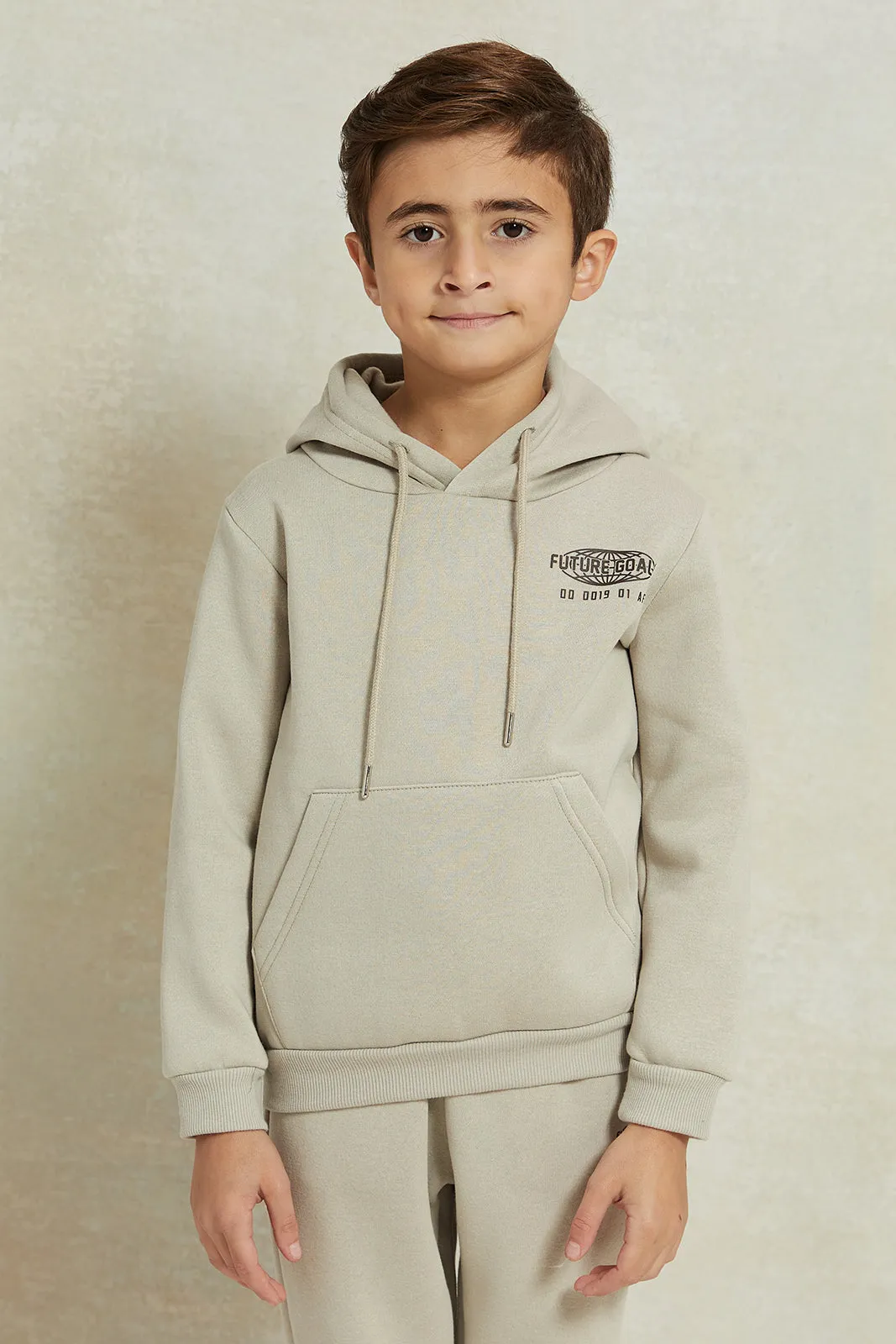 Boys Beige Printed Hooded Jogger Set (2 Piece) sold by Redtag product image thumbnail 2