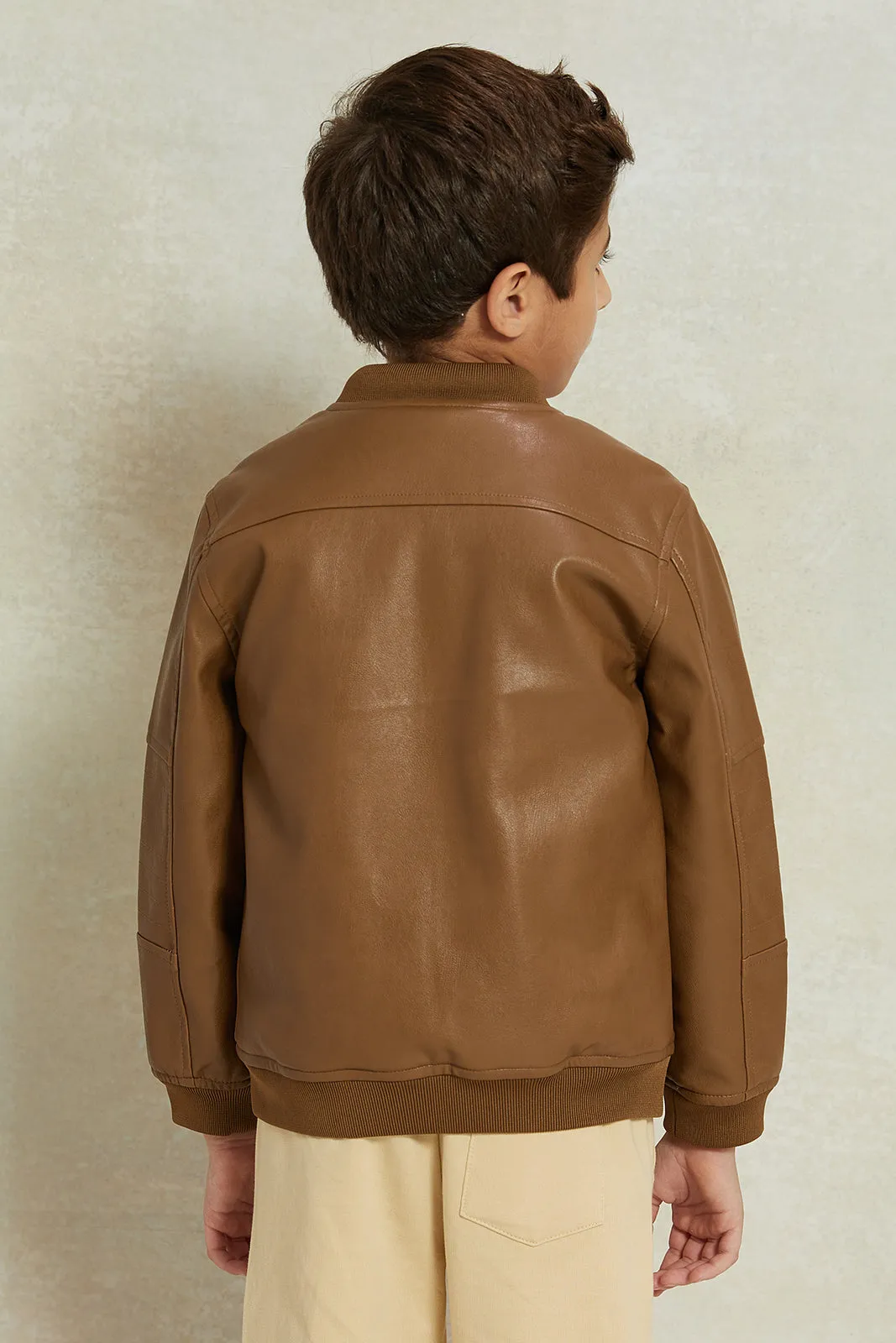 Boys Brown Bomber Jacket sold by Redtag product image thumbnail 3