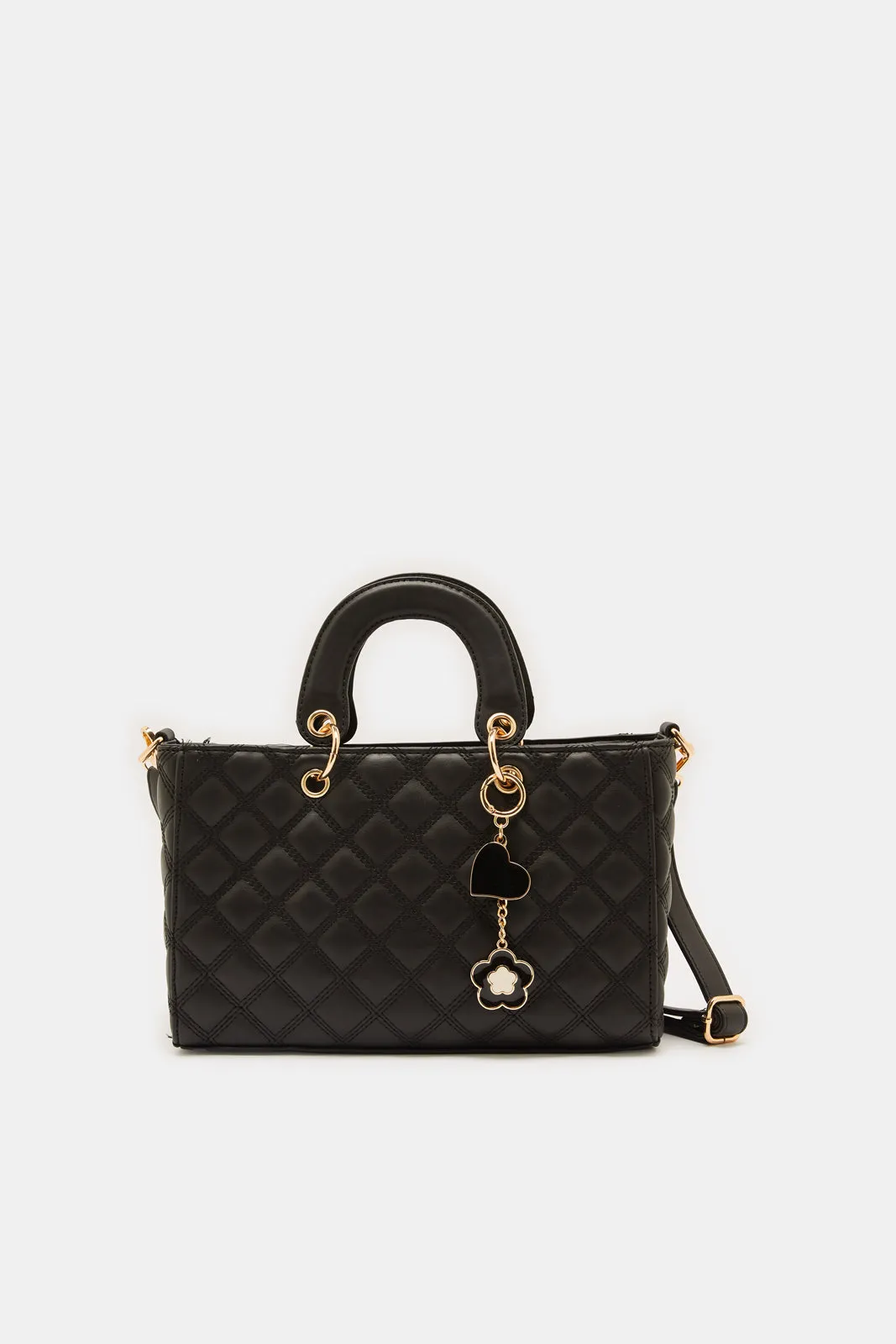 Black Quilted Day Bag sold by Redtag