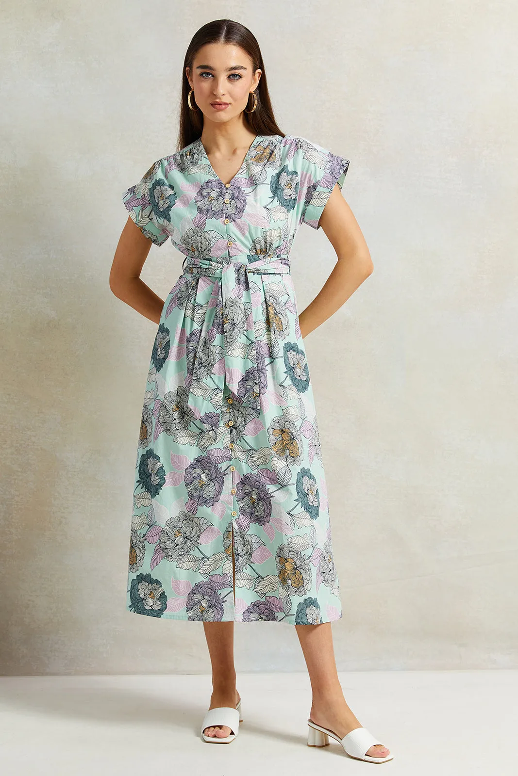 Women Blue Printed Dress sold by Redtag