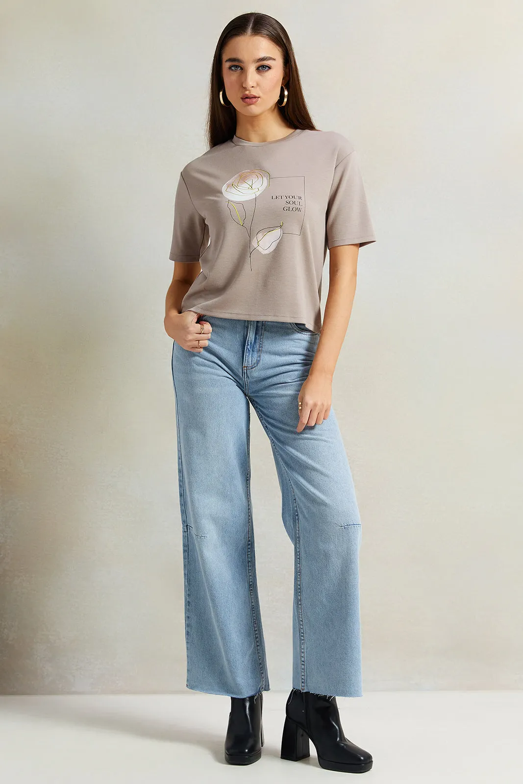 Women Beige Printed T-Shirt sold by Redtag product image thumbnail 2