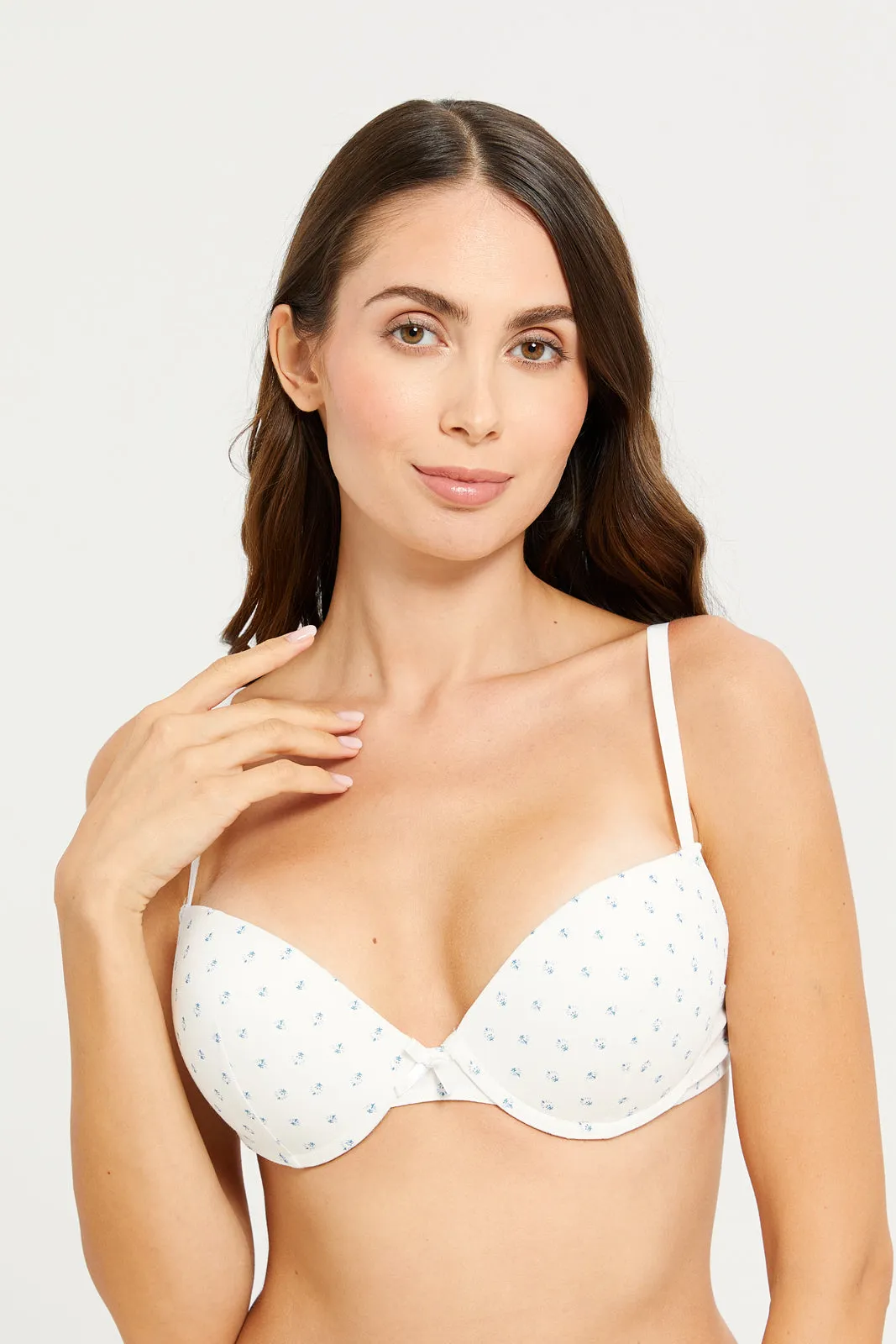 Women White Printed Push Up Bra sold by Redtag