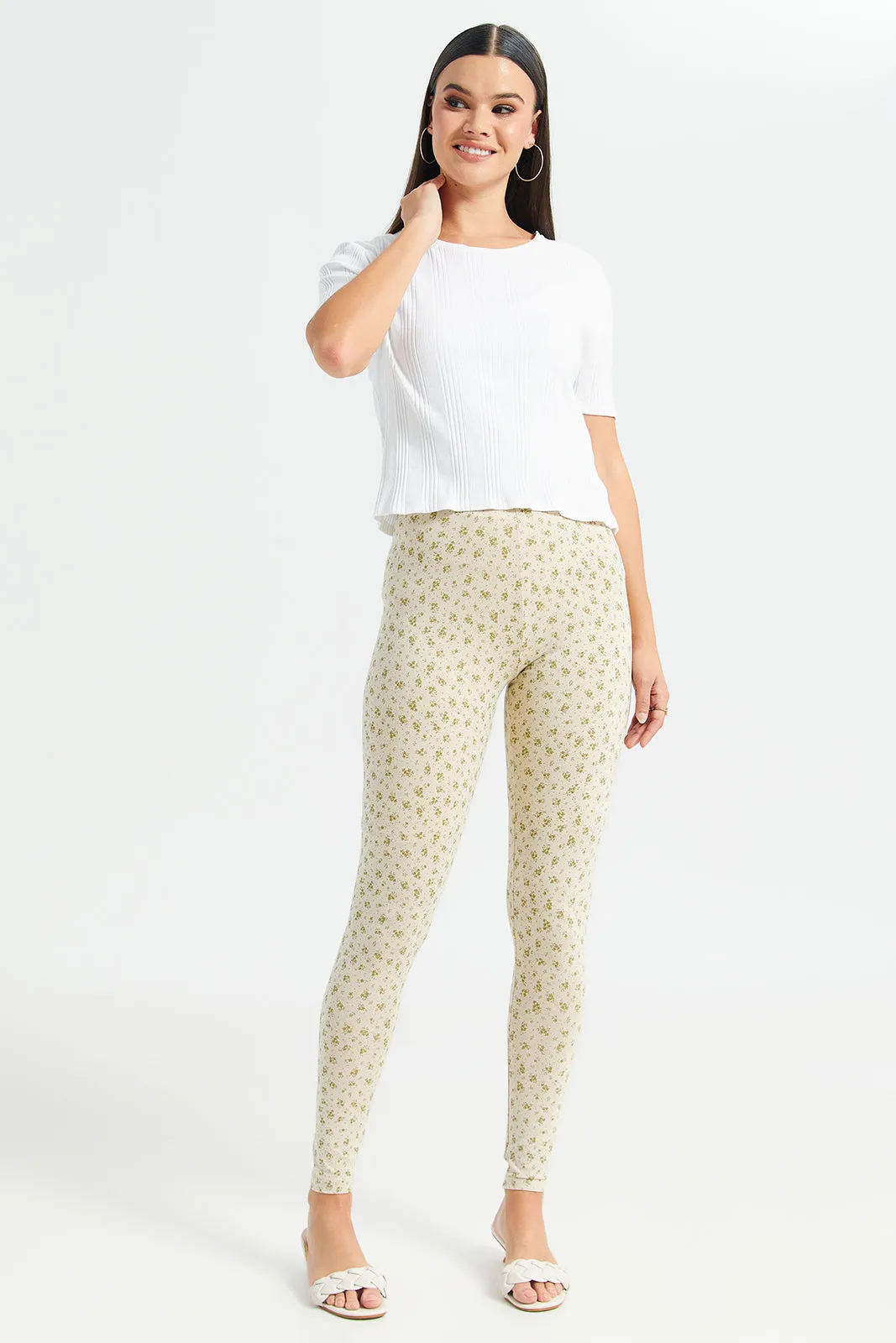 Women Yellow Printed Leggings sold by Redtag product image thumbnail 2