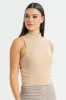 Women Beige High Neck Rib Top sold by Redtag