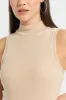 Women Beige High Neck Rib Top sold by Redtag