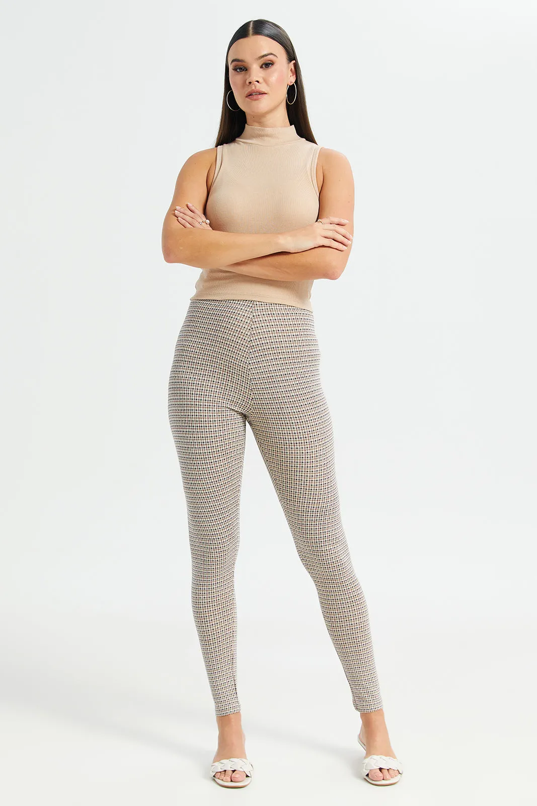 Women Beige High Neck Rib Top sold by Redtag product image thumbnail 2