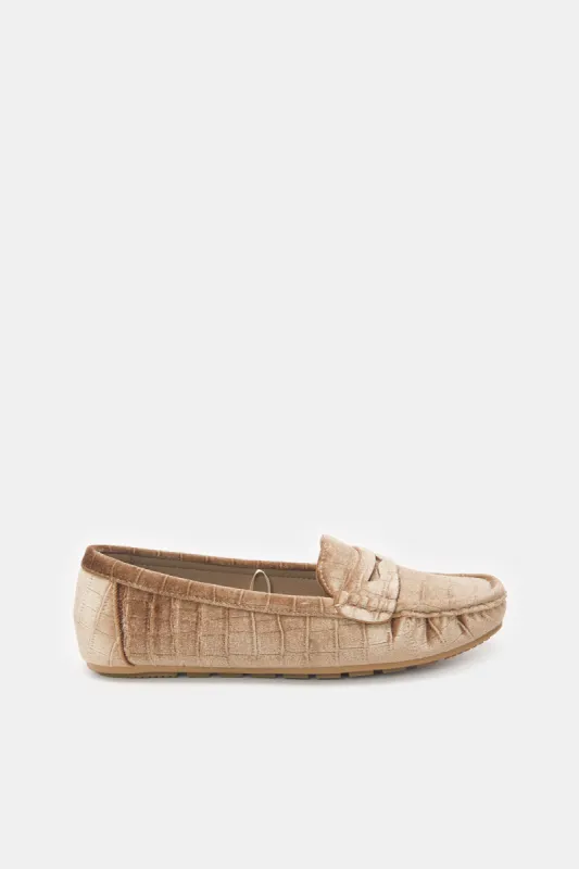 Women Brown Croc Effect Moccasin sold by Redtag