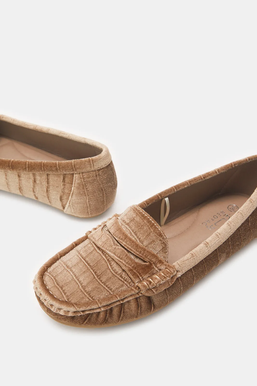 Women Brown Croc Effect Moccasin sold by Redtag product image thumbnail 3