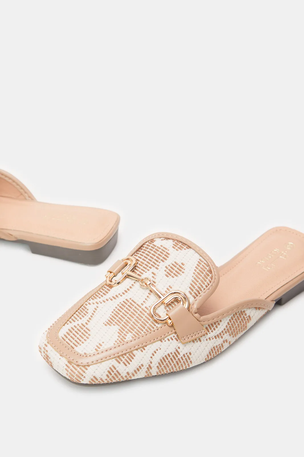 Women Beige Textured Closed Toe Mule sold by Redtag product image thumbnail 3