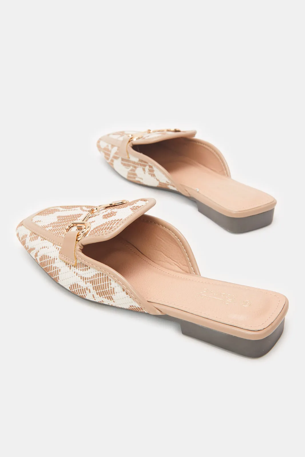 Women Beige Textured Closed Toe Mule sold by Redtag product image thumbnail 4