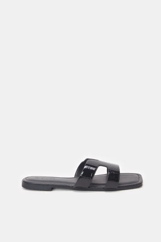 Women Solid Black Mule sold by Redtag