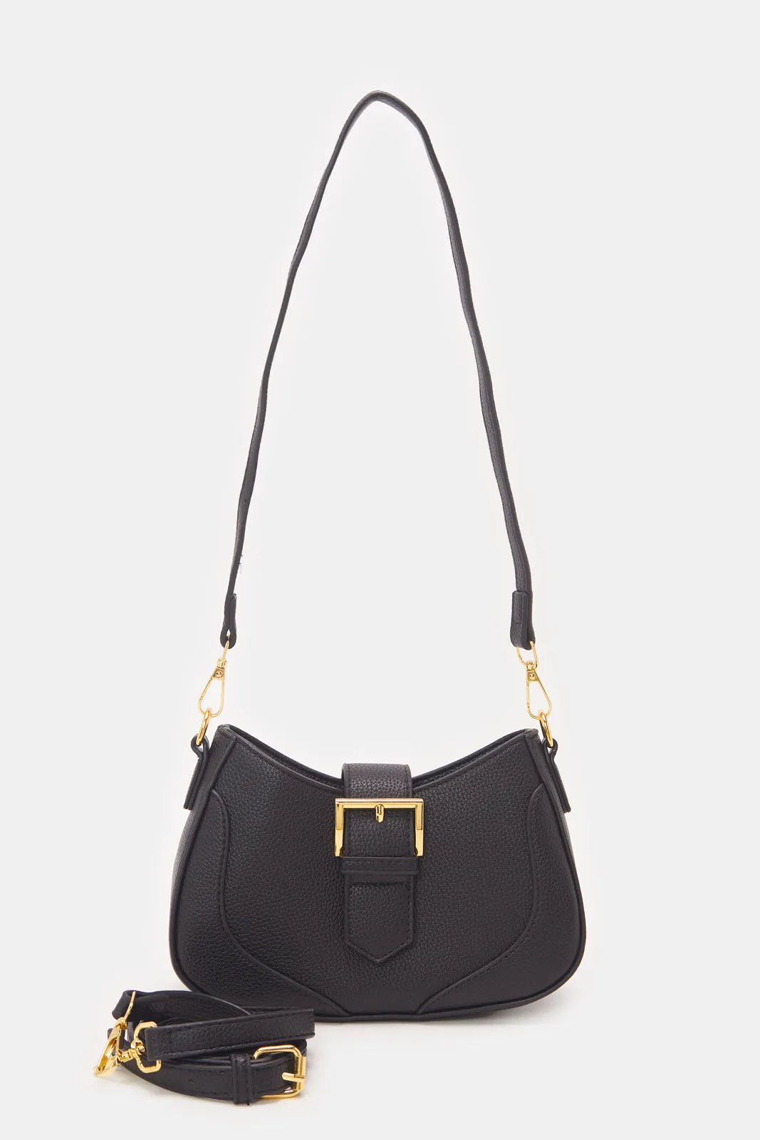 Women Black Solid Handbag sold by Redtag