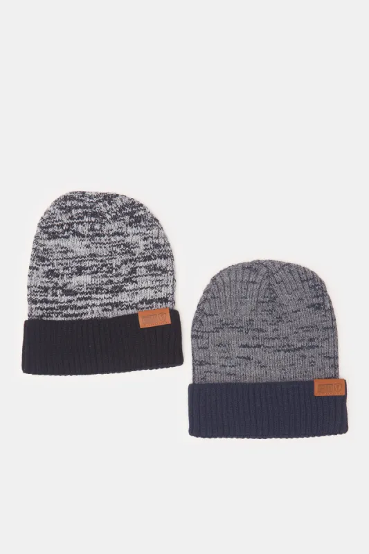Men Multicolour Knitted Cap Set (Pack Of 2) sold by Redtag
