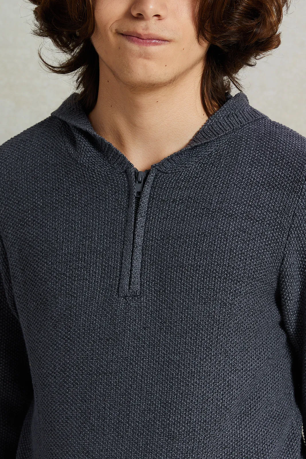 Senior Boys Charcoal Hooded Sweater sold by Redtag product image thumbnail 4