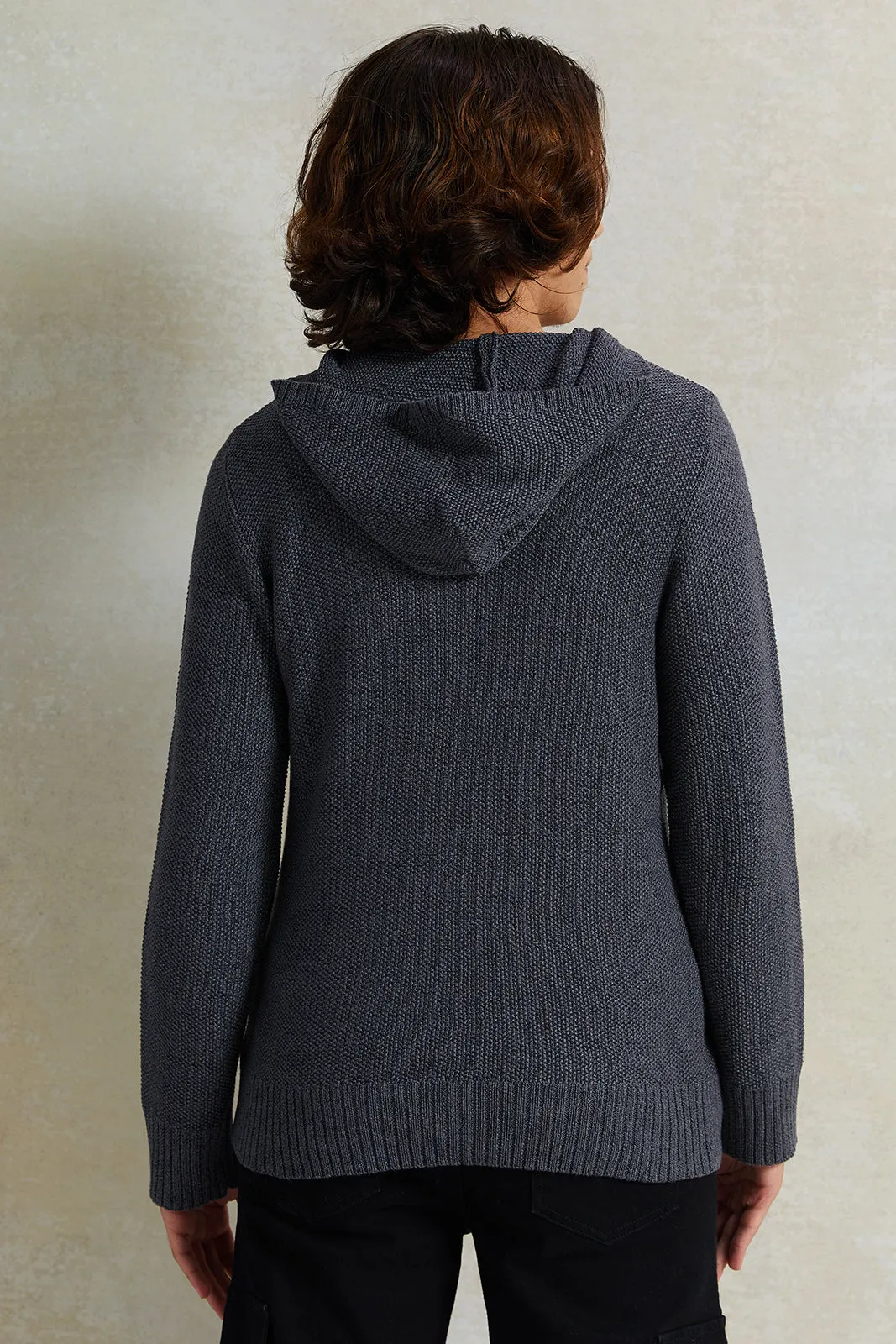 Senior Boys Charcoal Hooded Sweater sold by Redtag product image thumbnail 3