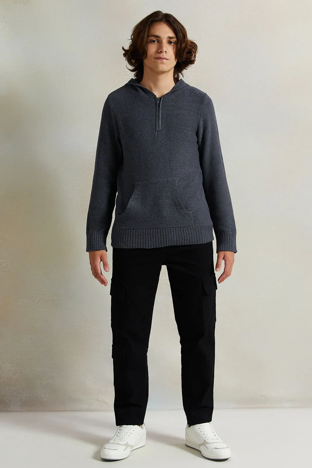 Senior Boys Charcoal Hooded Sweater sold by Redtag product image thumbnail 2