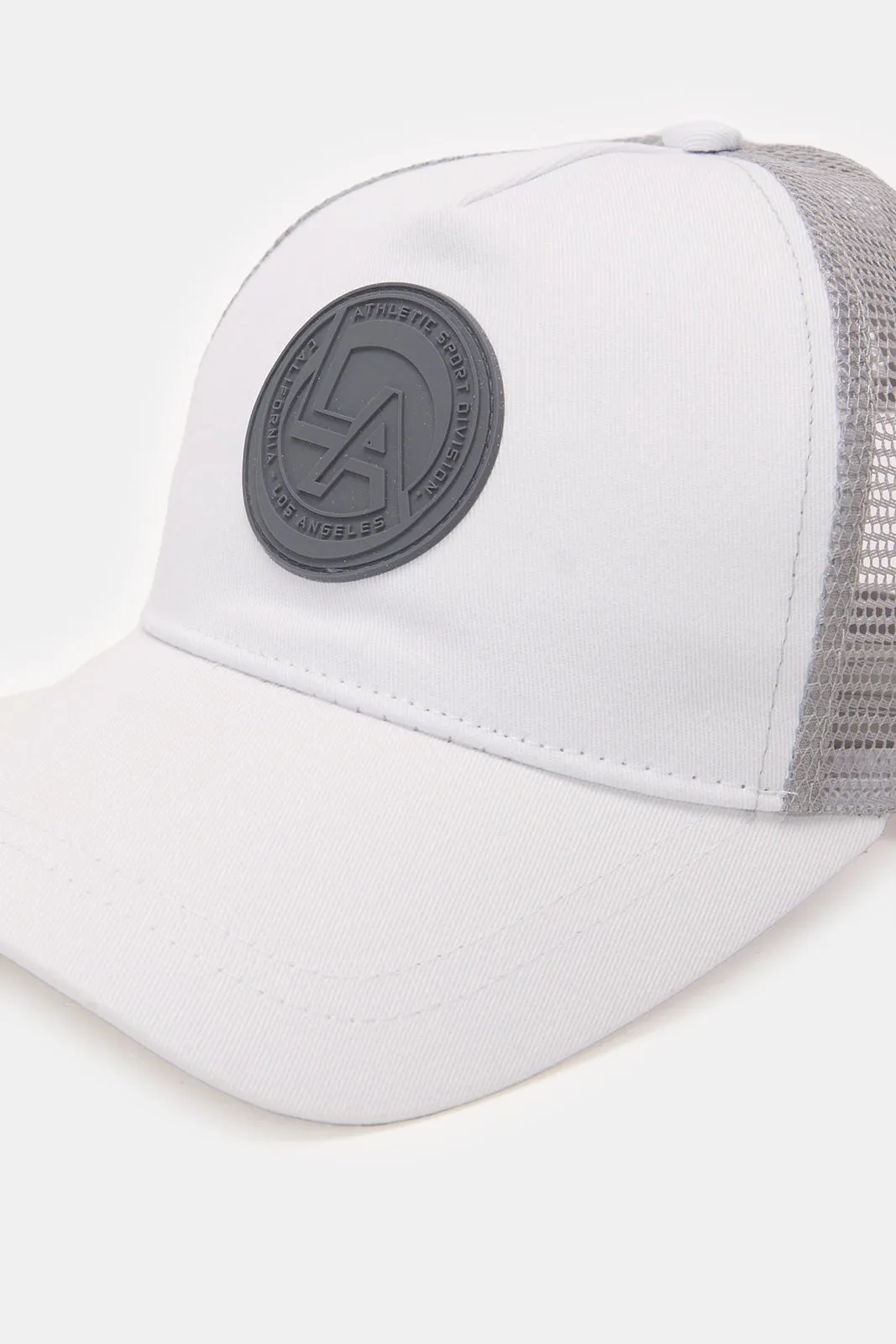 Men White And Grey Cap With Rubber Patch sold by Redtag product image thumbnail 2