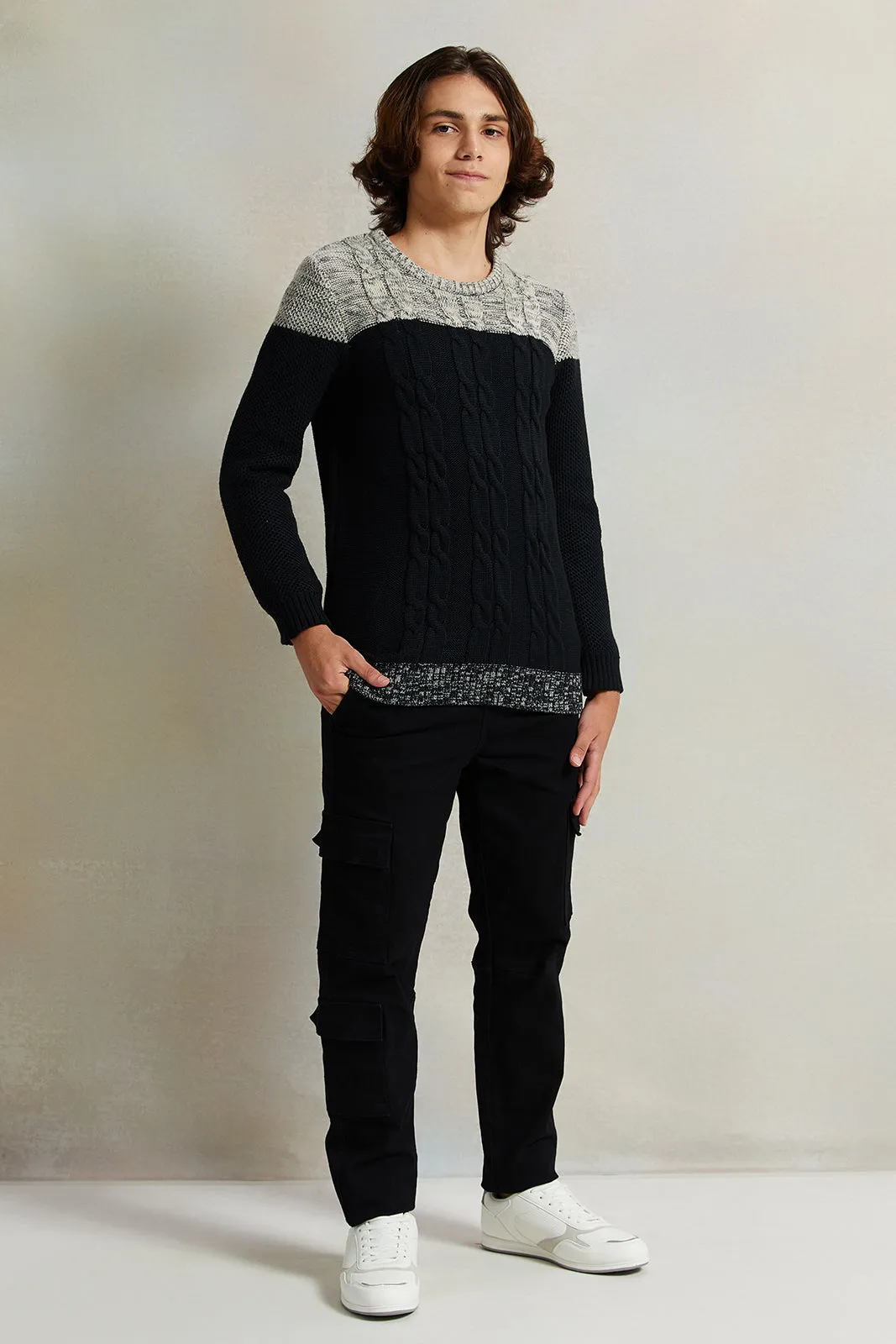 Senior Boys Black Knitted Sweater sold by Redtag product image thumbnail 2