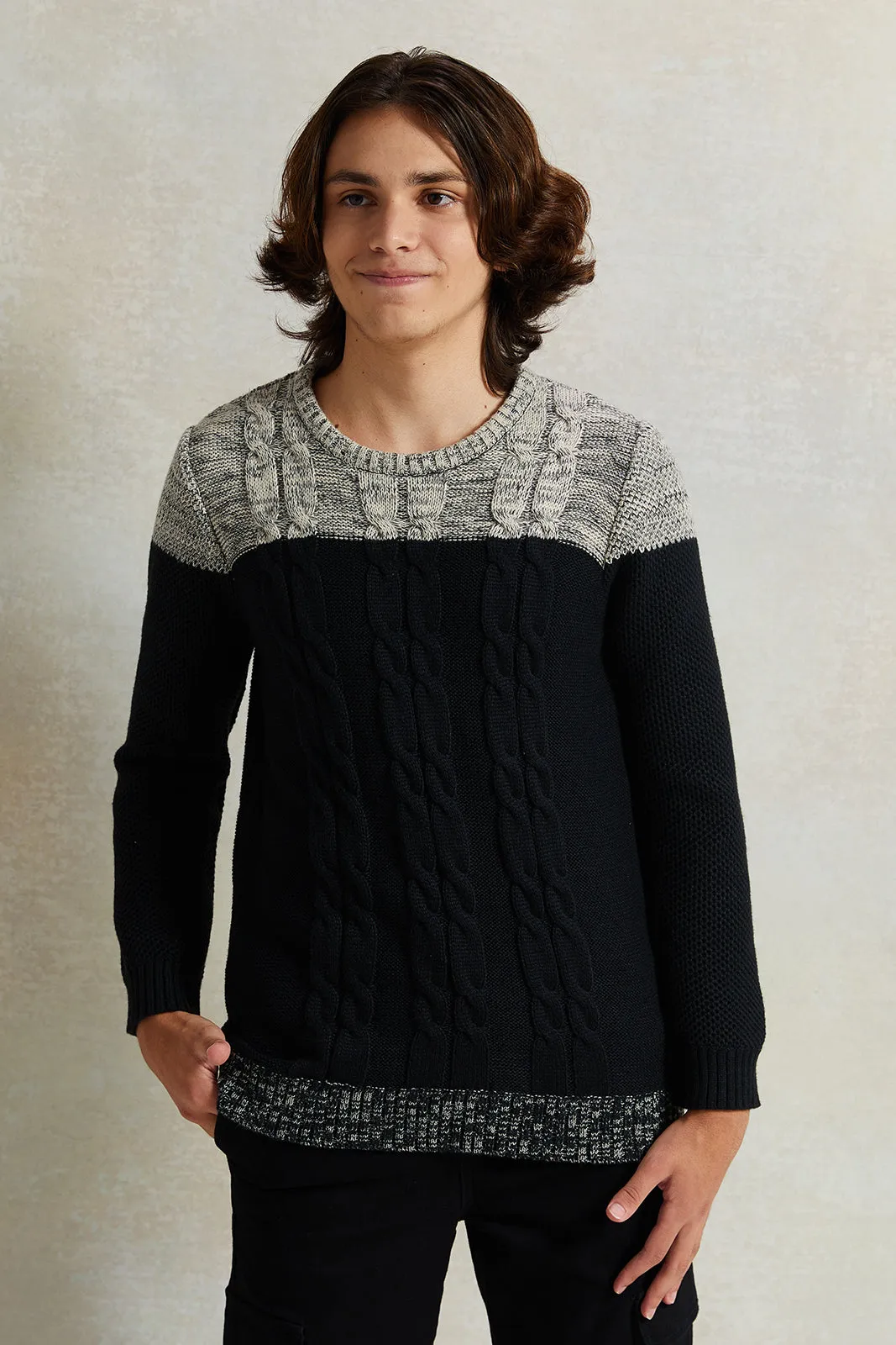 Senior Boys Black Knitted Sweater sold by Redtag