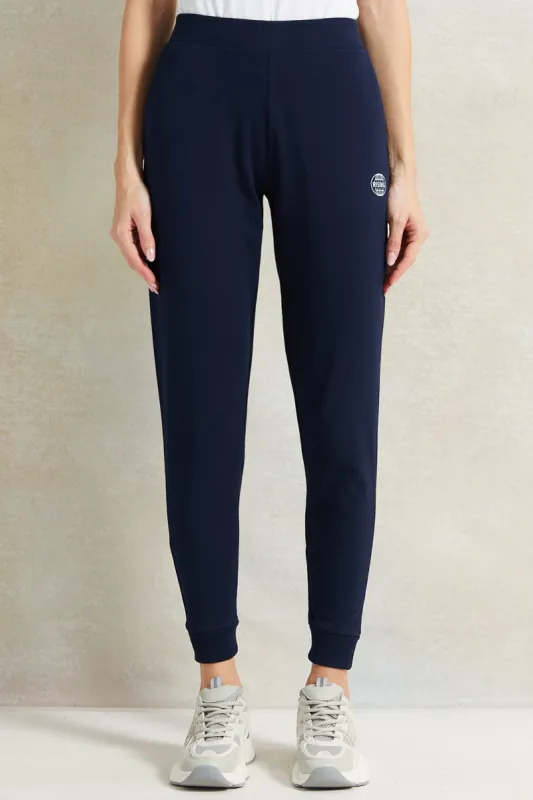 Women Navy Placement Print Joggers sold by Redtag