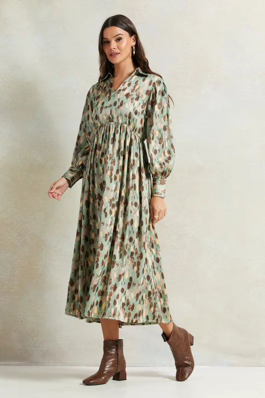 Women Mint Printed Collared Dress sold by Redtag