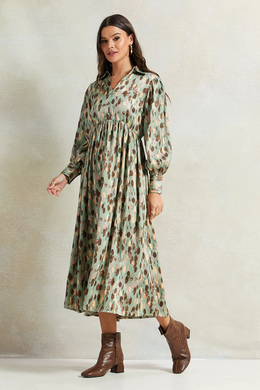 Women Mint Printed Collared Dress sold by Redtag