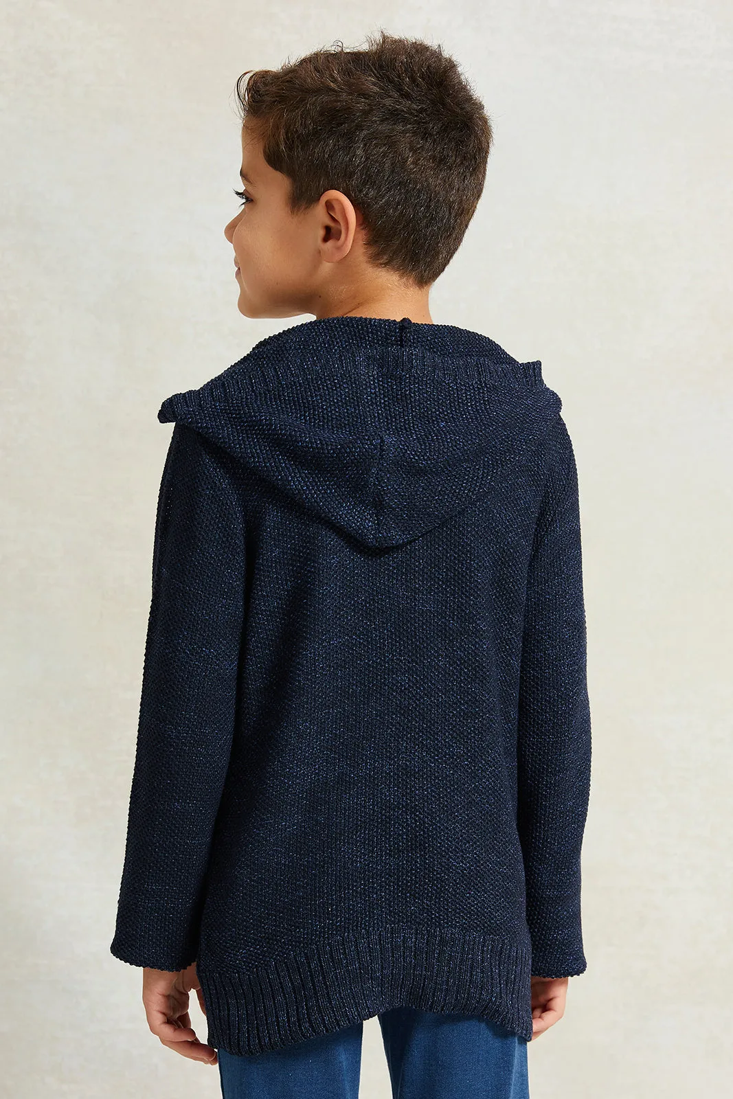 Boys Navy Solid Hooded Sweater sold by Redtag product image thumbnail 3