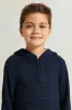 Boys Navy Solid Hooded Sweater sold by Redtag