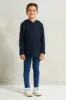 Boys Navy Solid Hooded Sweater sold by Redtag