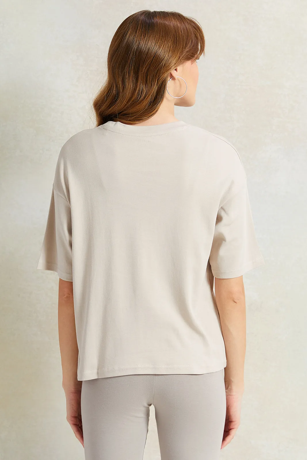 Women Ecru Embroidered Boxy T-Shirt sold by Redtag product image thumbnail 3