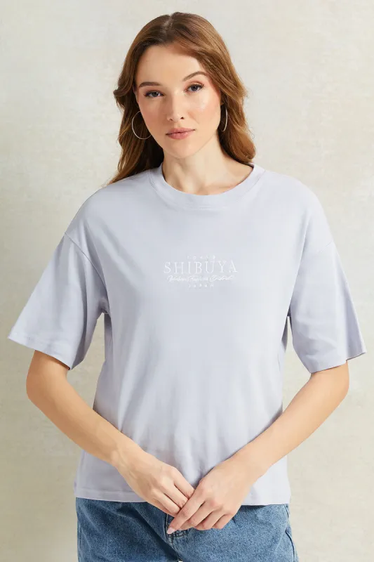 Women Lilac Embroidered Boxy T-Shirt sold by Redtag