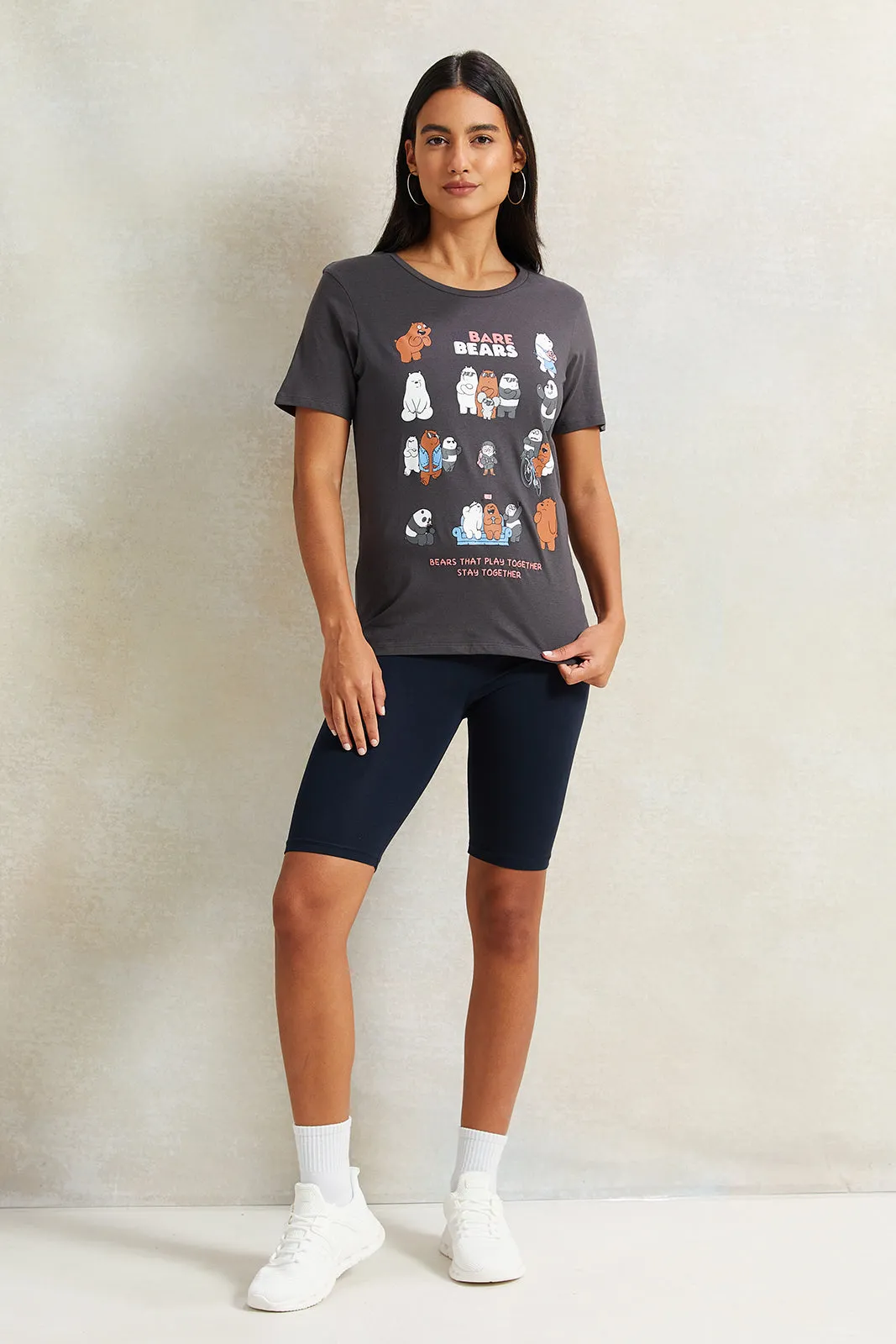 Women Grey We Bare Bears Printed T-Shirt sold by Redtag product image thumbnail 2
