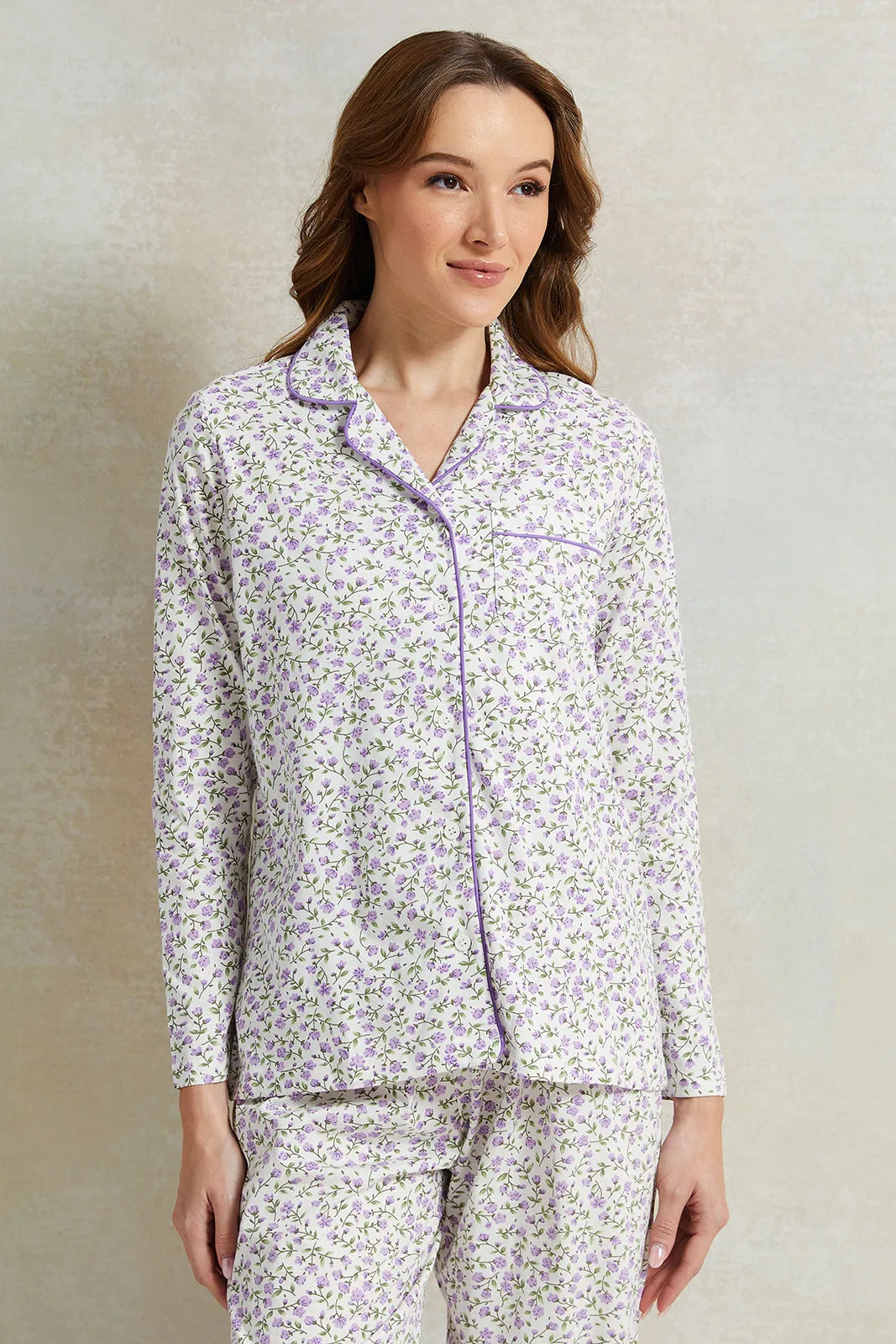 Women Lilac Cotton Classic Pyjama Set (2 Piece) sold by Redtag product image thumbnail 2