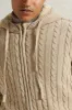Men Beige Knitted Zip Thru Hoody With Faux Fur Lining sold by Redtag
