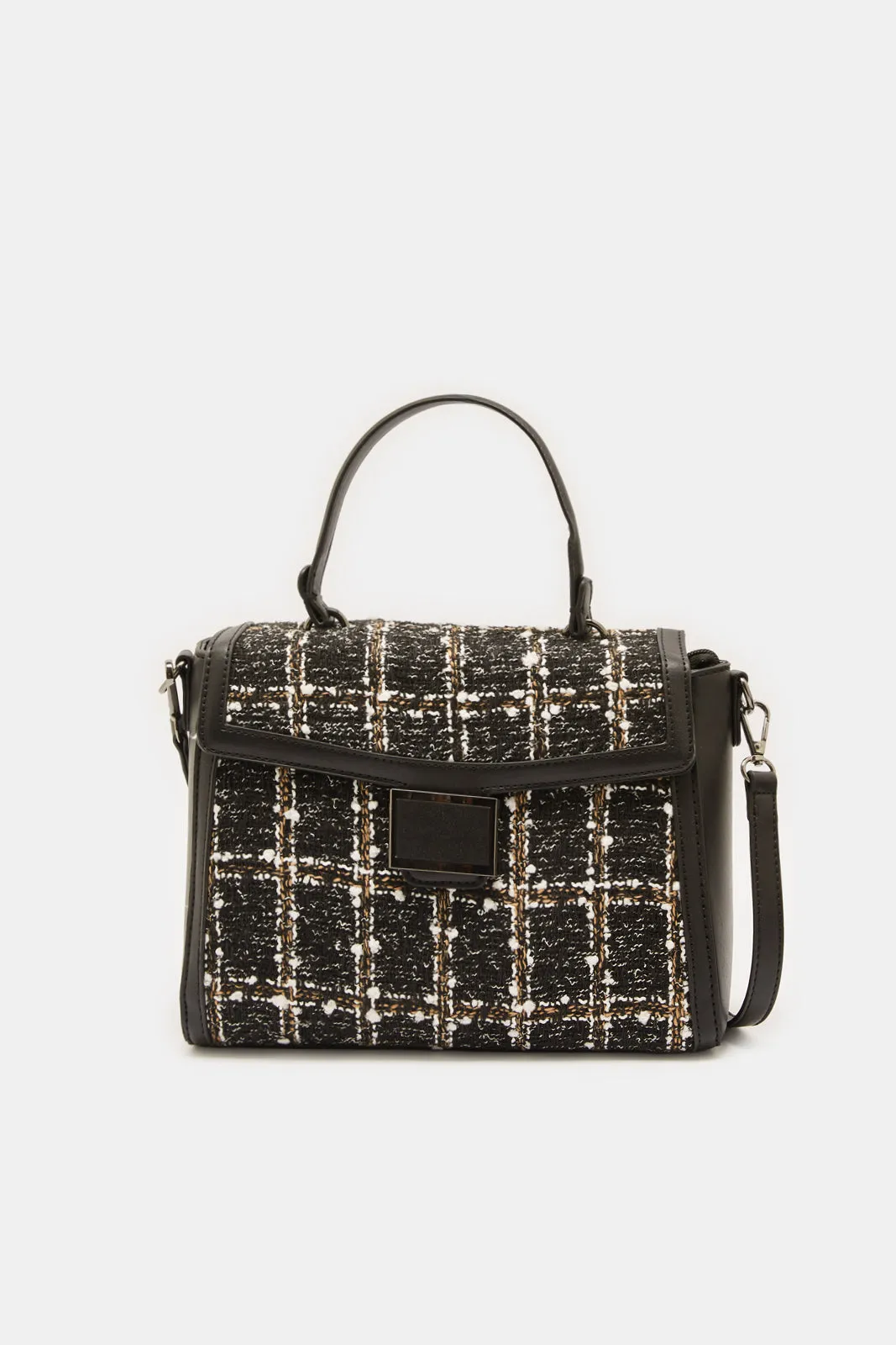 Women Black Tweed Bollin Bag sold by Redtag