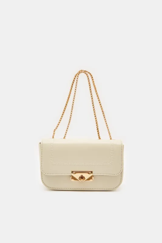 Women White Embellished Handbag sold by Redtag