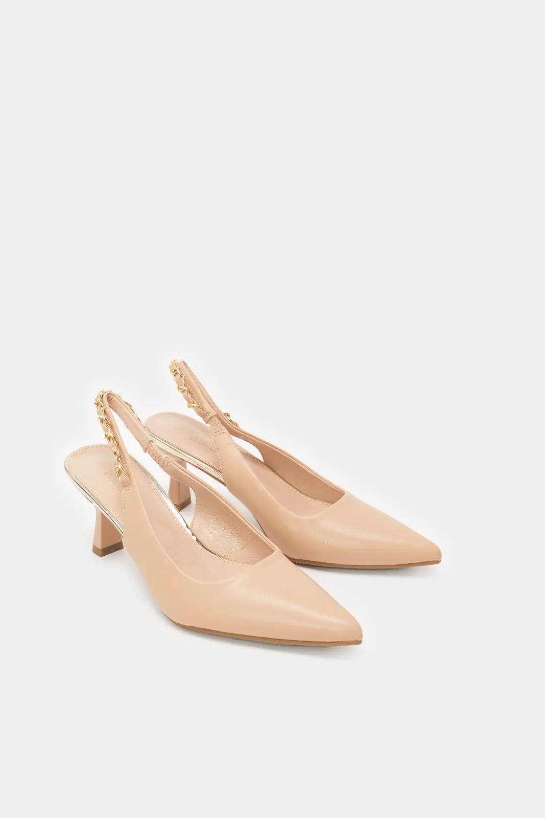 Women Beige Embellished Slingback Shoes sold by Redtag product image thumbnail 2