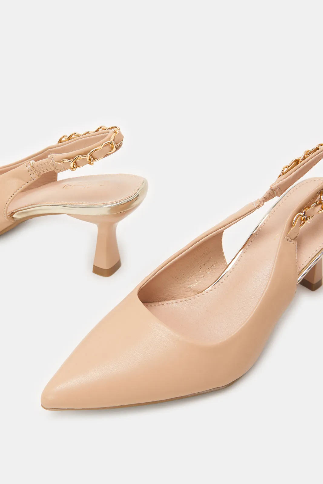 Women Beige Embellished Slingback Shoes sold by Redtag product image thumbnail 3