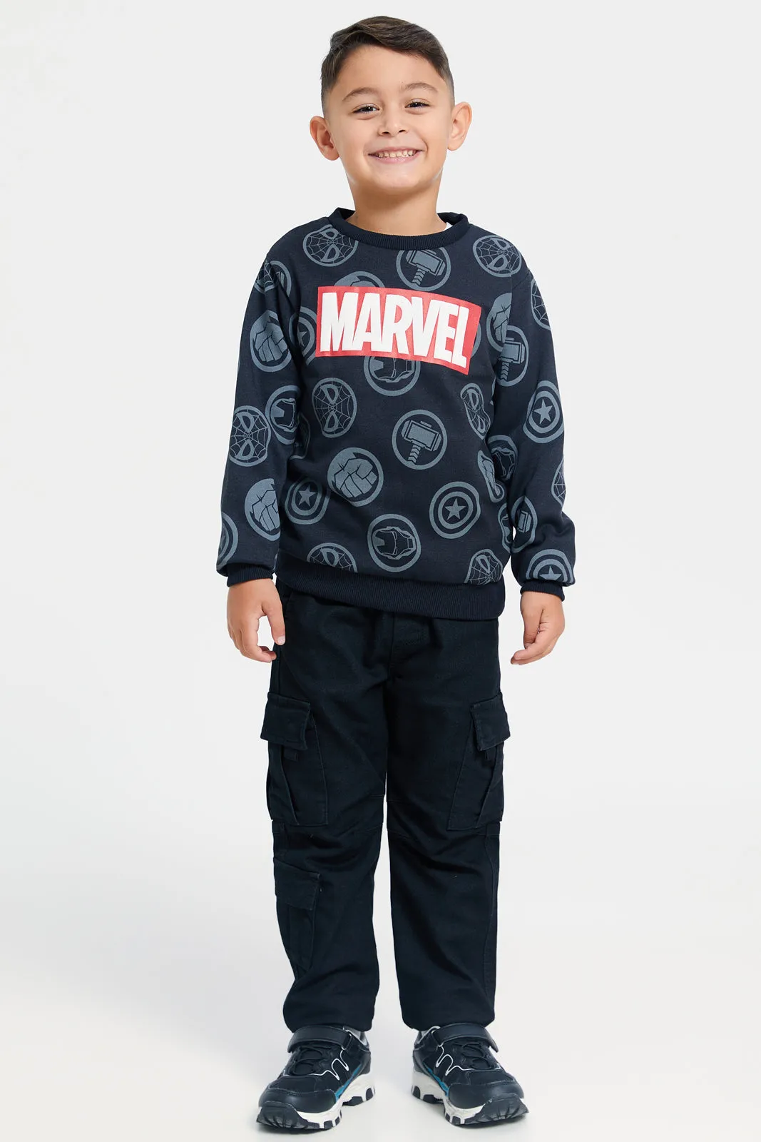 Boys Black Marvel Printed Sweatshirt sold by Redtag product image thumbnail 2