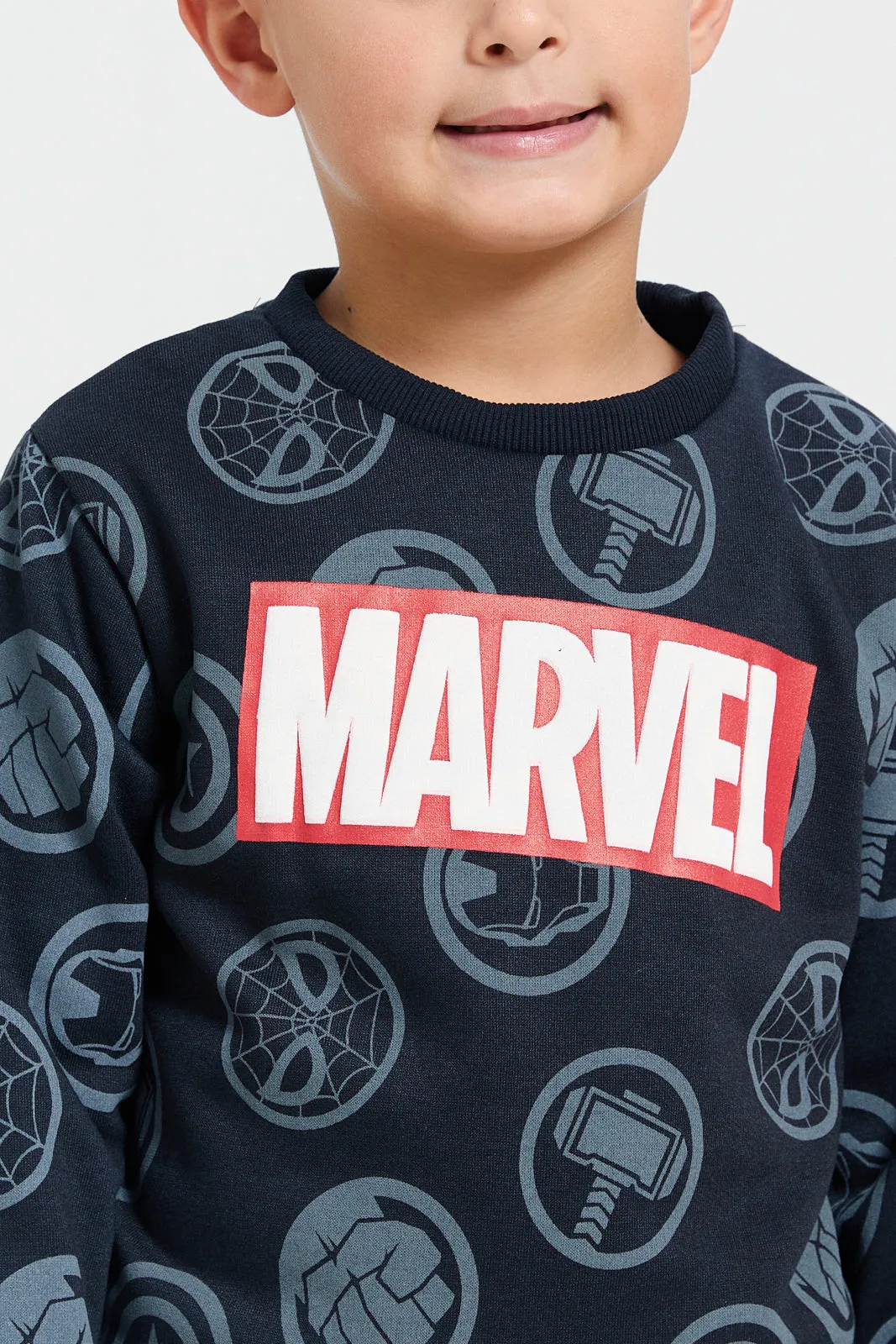Boys Black Marvel Printed Sweatshirt sold by Redtag product image thumbnail 4